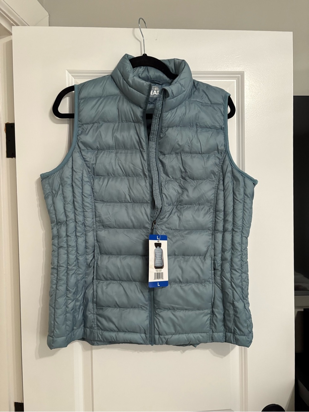 32 Degrees Quilted Lightweight Puffer Vest in Dusty Blue